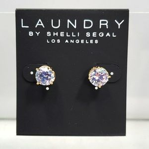 Laundry crystal stud pierced earrings